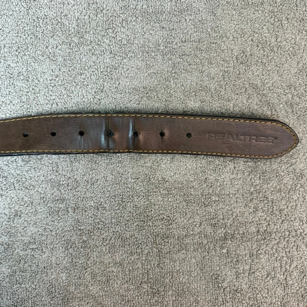 Realtree Mens Brown Bonded Leather Belt XL 42-44 95091W/209 Distressed Buckle